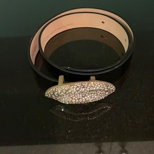 Black belt with sequined lips buckle